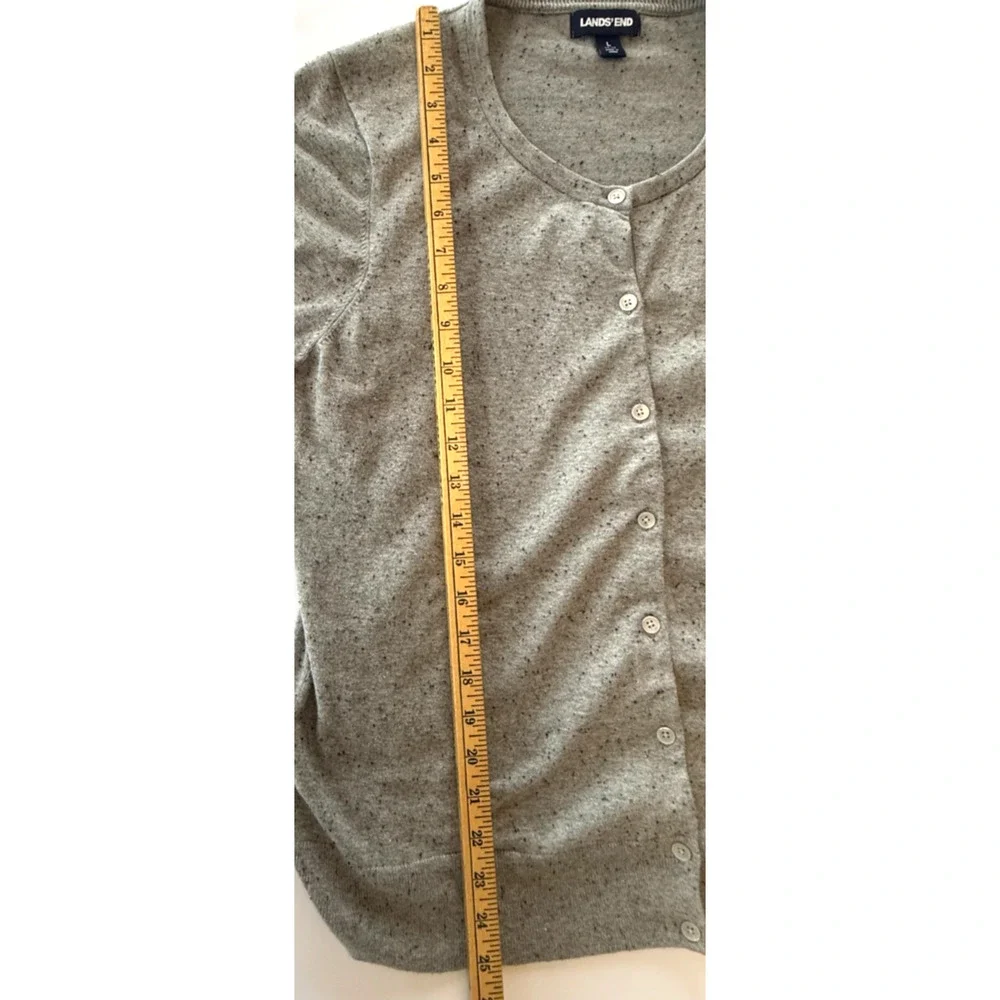 Lands End Womens Large Gray Cardigan Sweater Button Front Cotton Blend Knit - Picture 9 of 9